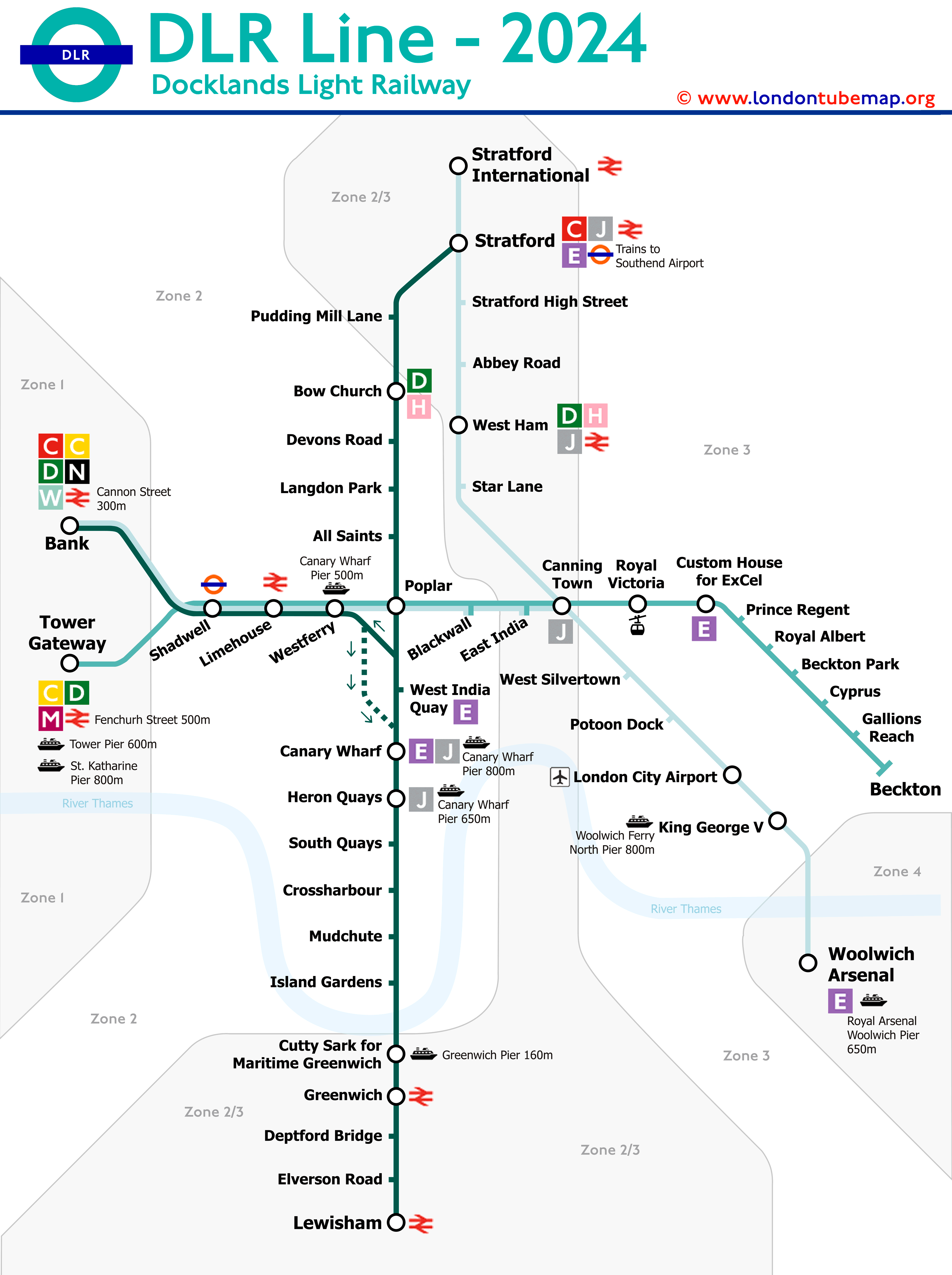 London DLR line map Printer-friendly version