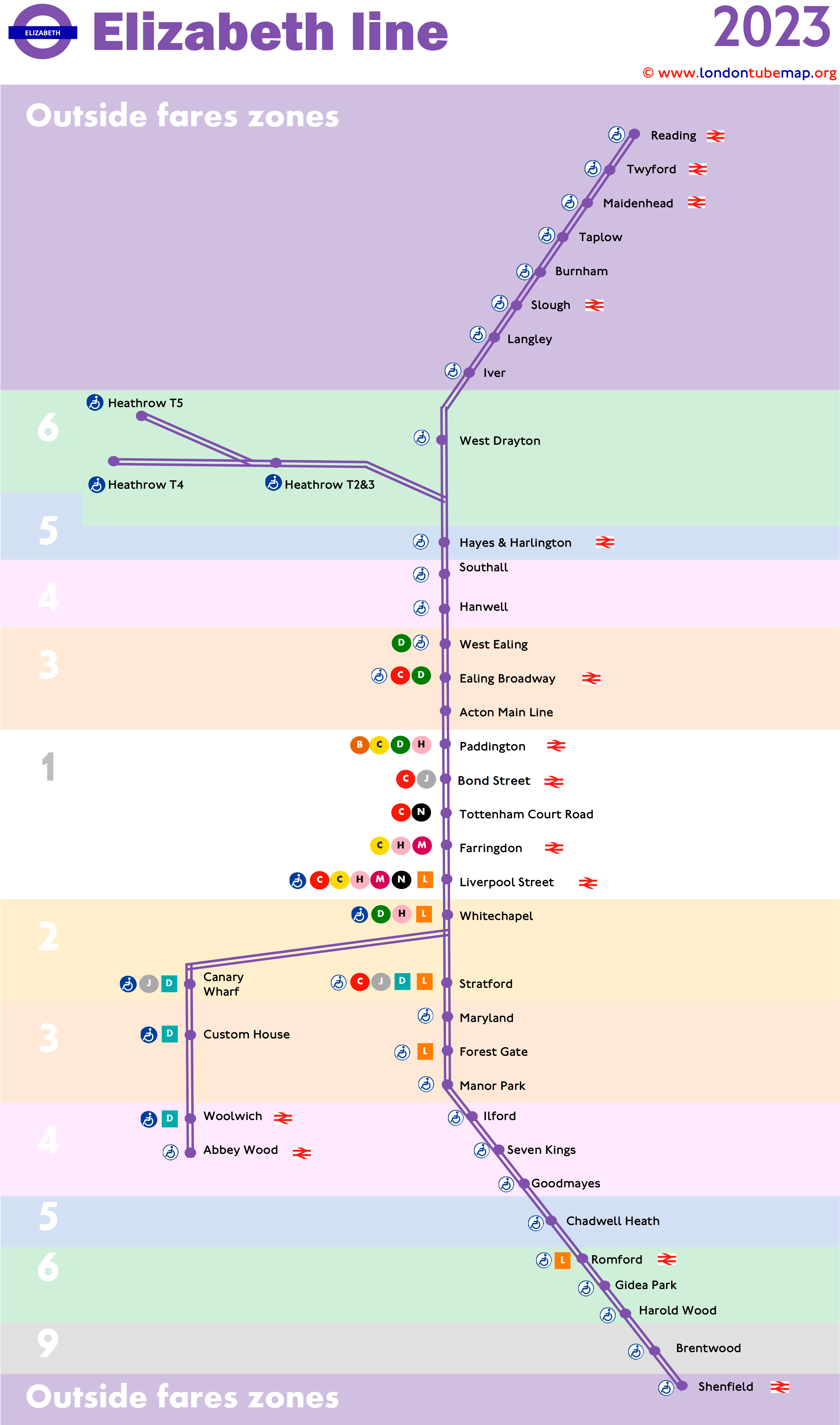 Elizabeth tube line map 2023