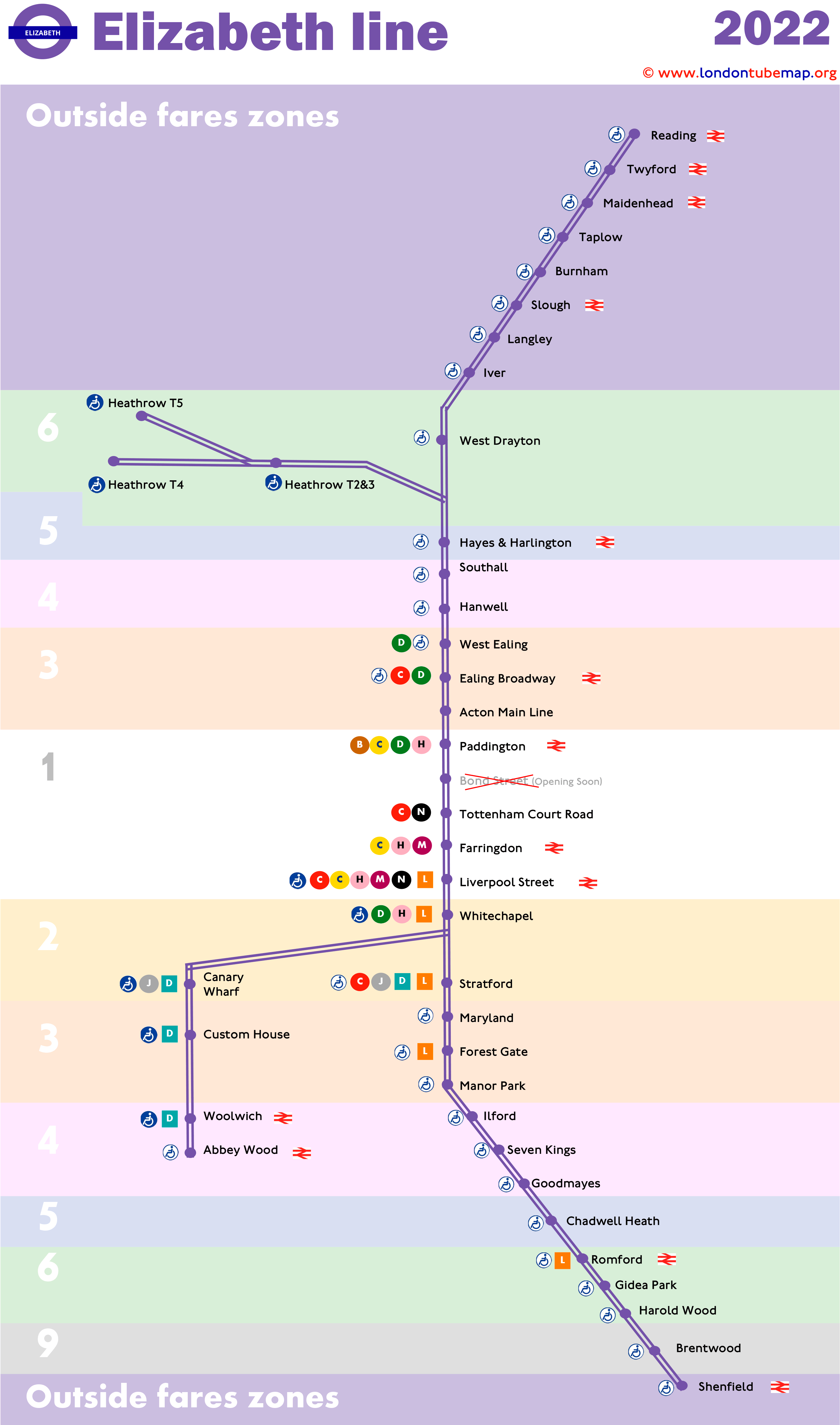 Elizabeth tube line map 2022