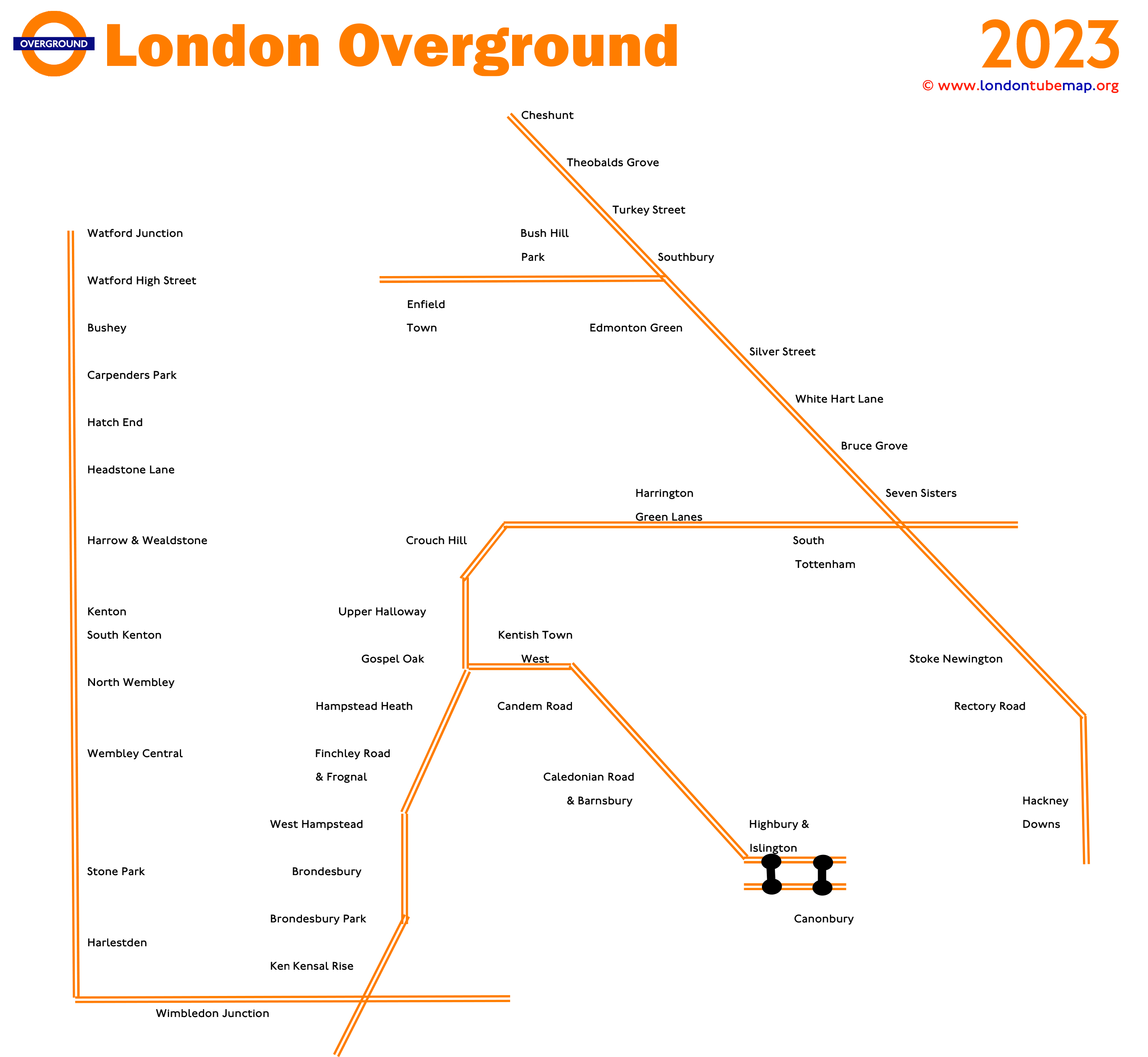 London Overground lines routes map