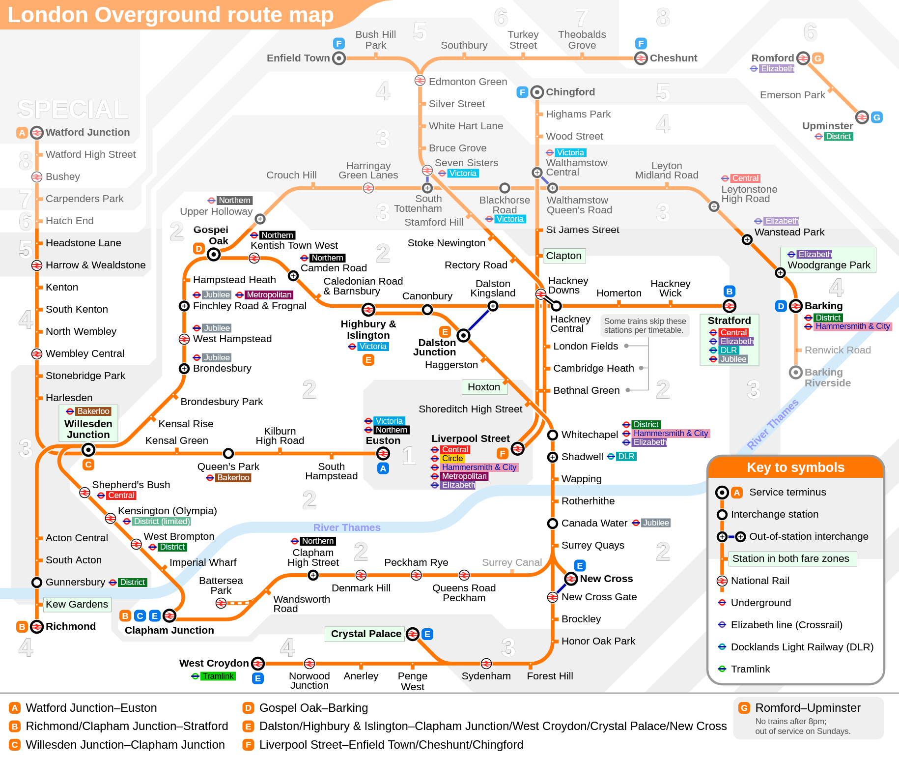 London Overground lines routes map