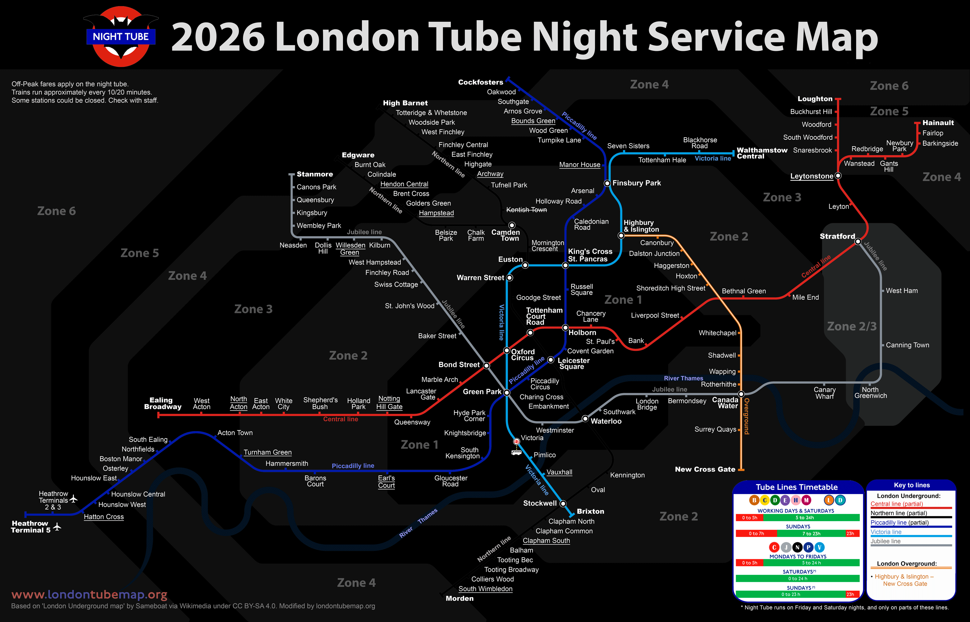 London Underground Night Map Updated 2026