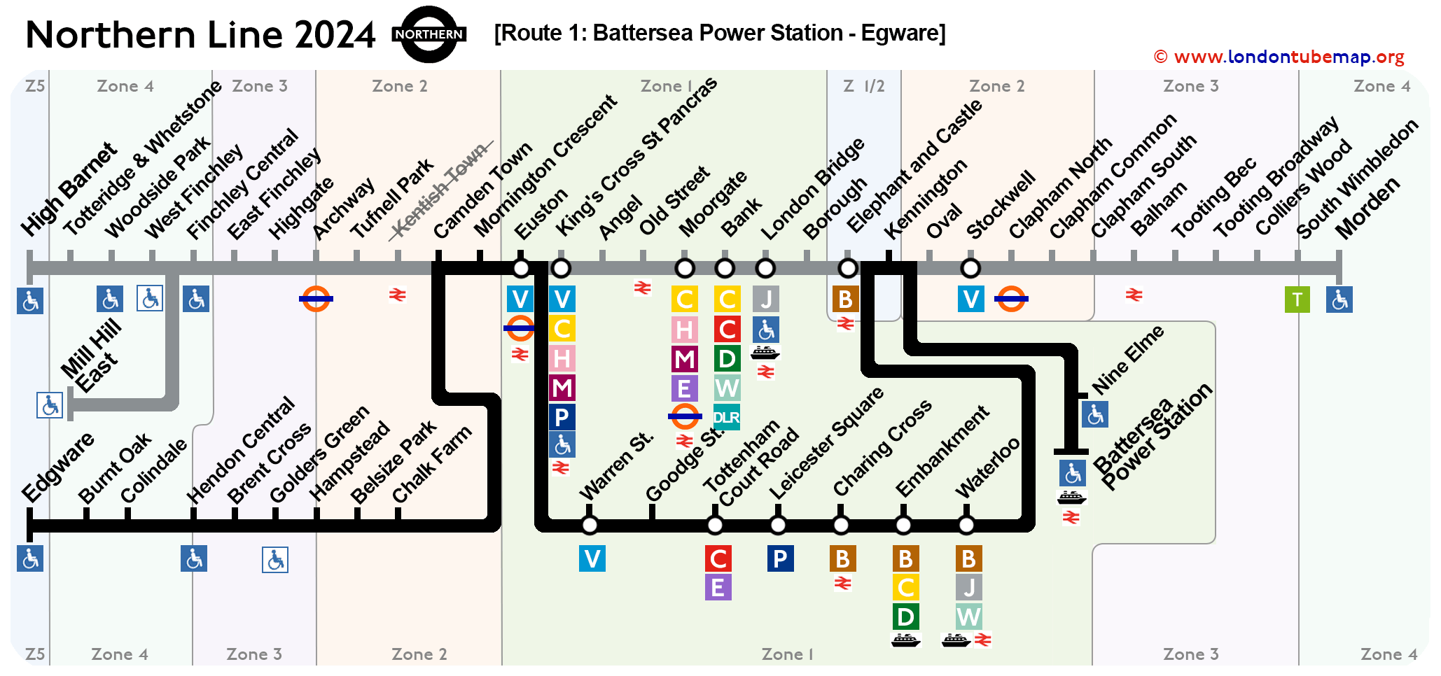 Northern line map 2022 Route-1 Battersea Power Station Egware
