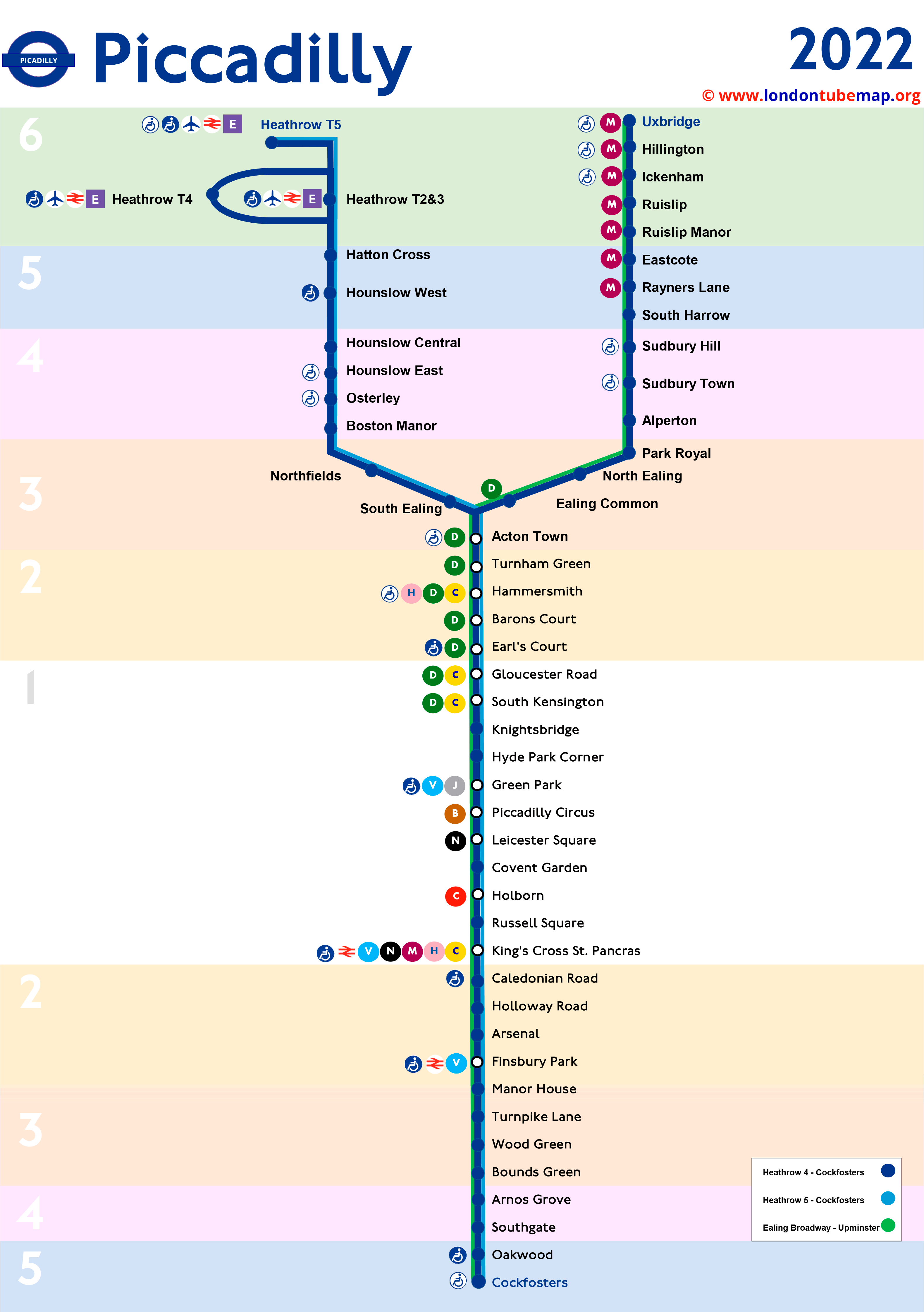 Piccadilly tube line map 2022